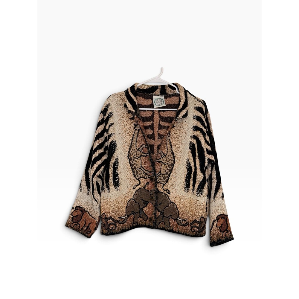 Vintage Sugar Street Weavers Tapestry Jacket S/M Boho Safari Zebra Eclectic Art